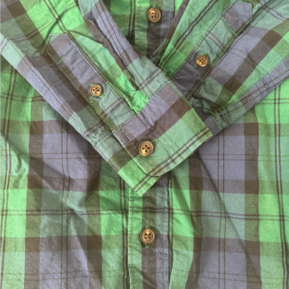 Gymboree Green and Blue Plaid Kids Button Down Shirt - Picture 4 of 5